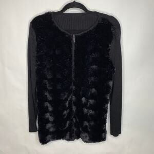 Faux Fur Front Cardigan Full Zipp Sz Large?